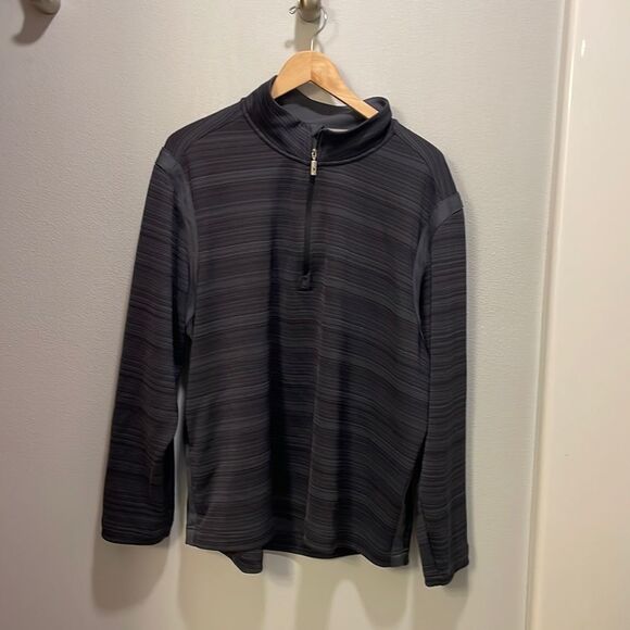 Tommy Bahama mens tidal stripe half zip navy blue shirt - Picture 1 of 8